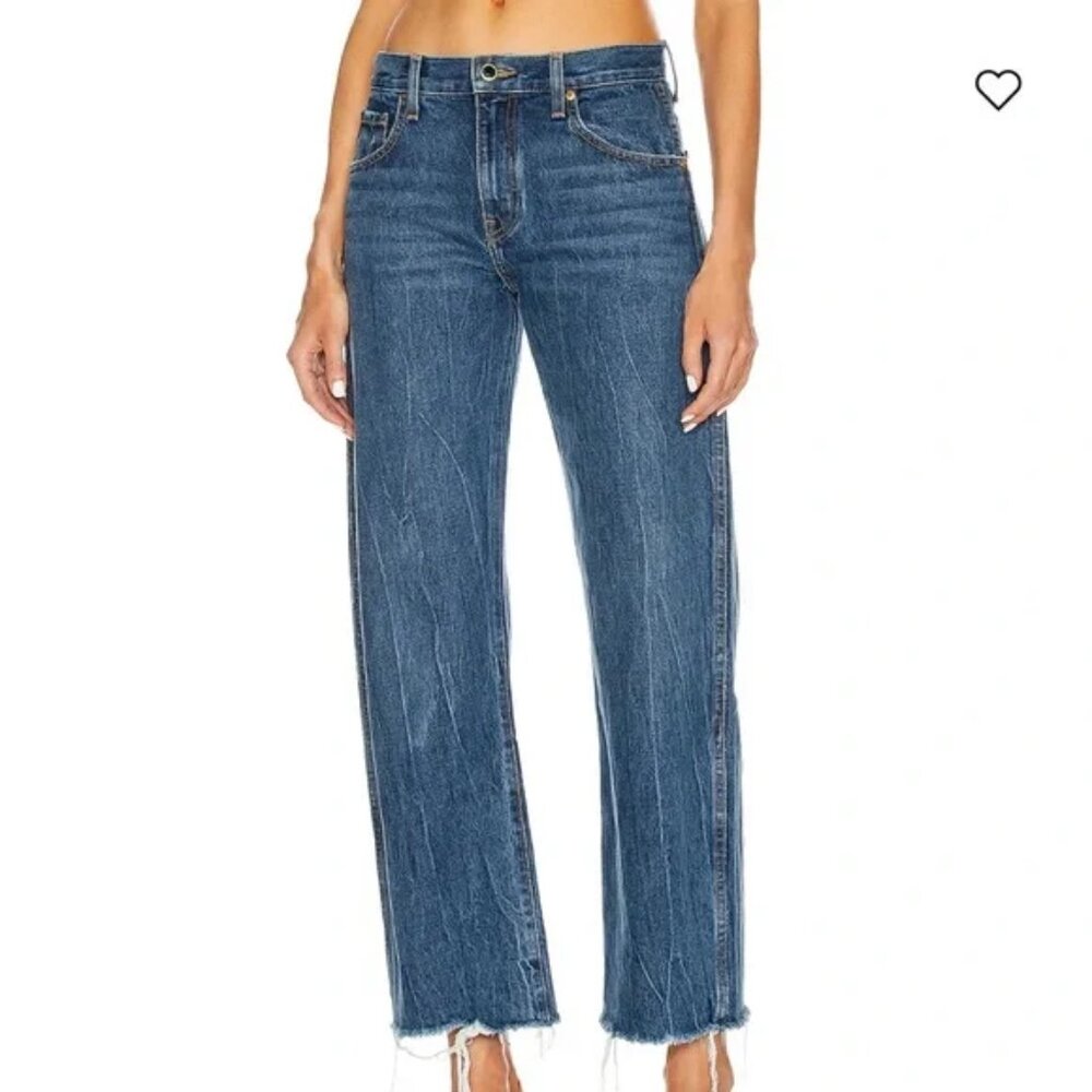 NWT KHAITE Kerrie Mid Rise Relaxed Fit Denim Jeans Fargo Blue 29